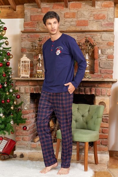 Baskı Detaylı Erkek Yeniyıl Pijama Takımı Cossy by Aqua 24423