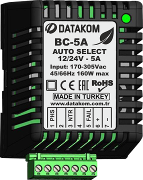 Datakom BC5A Otomatik Seçimli Akü Şarj Cihazı