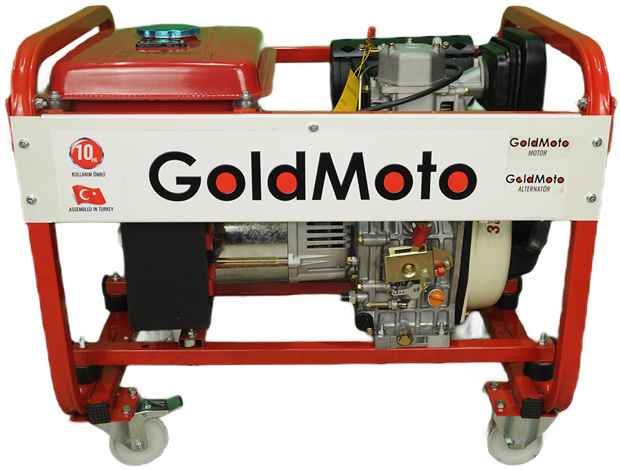GoldMoto Dizel Jeneratör Marşlı - Tekerlekli - Büyük Depolu GM7.5DJY