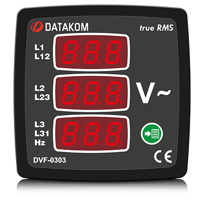 Datakom DVF-0303 72x72 Üç Faz Dijital Volt-Frekansmetre DA0303-72