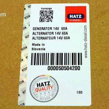 Hatz Alternatör 14V 60A L/M HZ50504200
