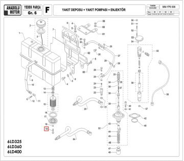 Antor Civata - Yakıt Filtre Flanşı M6X1X22 6LD325 6LD360 6LD400 3LD450 3LD510 AD510BS 4LD640 4LD820 A20401760076A