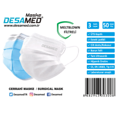 Desamed Maske 3 Katlı Meltblown Filtreli 50 Adet (ÜTS Kayıtlı) Tek Kutu - Siyah