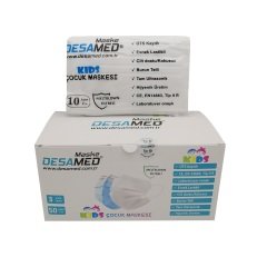 Desamed Çocuk Maske 3 Katlı Meltblown Filtreli 50 Adet (ÜTS Kayıtlı) Beyaz - Tek Kutu