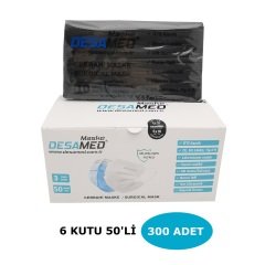 Desamed Maske 3 Katlı Meltblown Filtreli 50 Adet (ÜTS Kayıtlı) 6'lı Kutu - Siyah