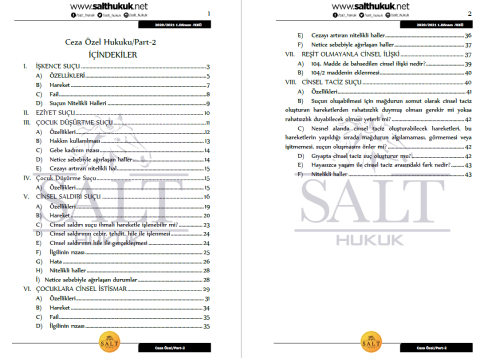 Ceza Özel Hukuku 1. Dönem Not Seti (2020-2021)-KKÜ-Konu Anlatım Kitapçığı