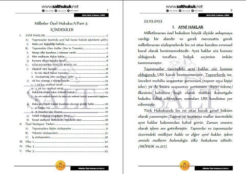 Milletler Özel Hukuku Amfi A 2. Dönem Part-3 (2022-2023)-AÜHF-Konu Anlatım Kitapçığı