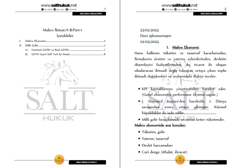 MAKRO İKTİSAT 2. Dönem Part-1 (2022-2023)-AÜHF-Konu Anlatım Kitapçığı