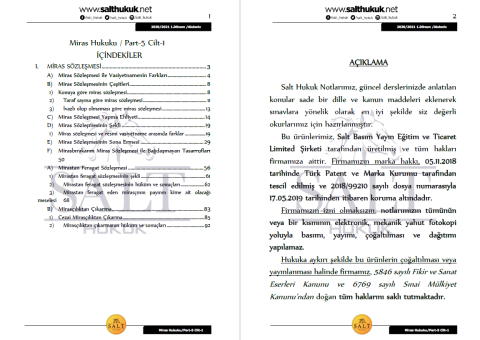 Miras Hukuku 1. Dönem Not Seti (2020-2021)-AKHF-Konu Anlatım Kitapçığı