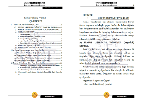 Roma Hukuku 2. Dönem Part-2 (2020-2021)-KKÜ-Konu Anlatım Kitapçığı