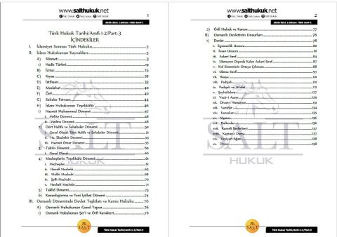 Türk Hukuk Tarihi Amfi 1-2 1. Dönem Not Seti (2020-2021)-DEÜ-Konu Anlatım Kitapçığı