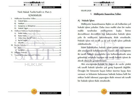 Türk Hukuk Tarihi Amfi 1-2 2. Dönem Not Seti (2020-2021)-DEÜ-Konu Anlatım Kitapçığı