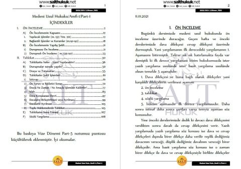 Medeni Usul Hukuku Amfi 1 2. Dönem Not Seti (2020-2021)-DEÜ-Konu Anlatım Kitapçığı