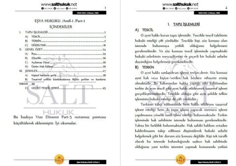 Eşya Hukuku Amfi 1 2. Dönem Not Seti (2020-2021)-DEÜ-Konu Anlatım Kitapçığı