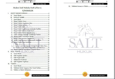 Medeni Usul Hukuku Amfi 2 2. Dönem Not Seti (2020-2021)-DEÜ-Konu Anlatım Kitapçığı