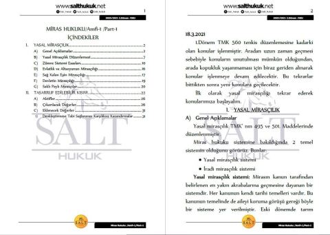 Miras Hukuku Amfi 1 2. Dönem Not Seti (2020-2021)-DEÜ-Konu Anlatım Kitapçığı