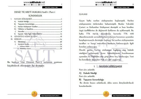 Deniz Ticaret Hukuku Amfi 1 2. Dönem Not Seti (2020-2021)-DEÜ-Konu Anlatım Kitapçığı