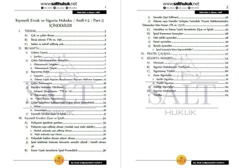 Kıymetli Evrak ve Sigorta Amfi 1-2 2. Dönem Not Seti (2020-2021)-DEÜ-Konu Anlatım Kitapçığı