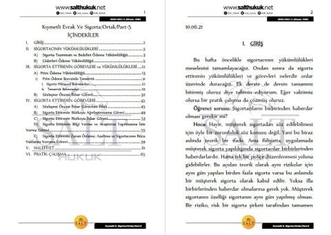 Kıymetli Evrak ve Sigorta Amfi 1-2 2. Dönem Not Seti (2020-2021)-DEÜ-Konu Anlatım Kitapçığı