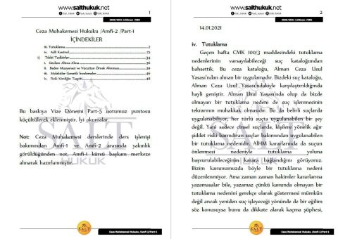 Ceza Muhakemesi Hukuku Amfi 2 2. Dönem Not Seti (2020-2021)-DEÜ-Konu Anlatım Kitapçığı