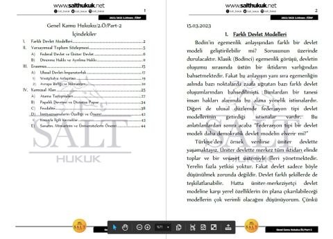 Genel Kamu Hukuku 2.Öğretim 2. Dönem Part-2 (2022-2023)-İÜHF-Konu Anlatım Kitapçığı