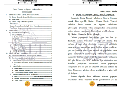 Deniz Ticaret Sigorta 1. Dönem Part-1 (2020-2021)-AKHF-Konu Anlatım Kitapçığı