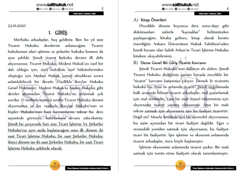 Ticaret İşletme ve Şirketler Hukuku Amfi 2 1. Dönem Part-1 (2020-2021)-DEÜ-Konu Anlatım Kitapçığı