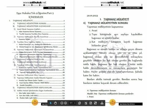 Eşya Hukuku Tek-2.Öğretim 2. Dönem Part-1 (2022-2023)-İÜHF-Konu Anlatım Kitapçığı