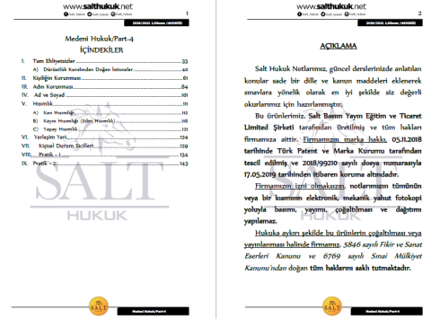 Medeni Hukuk 1. Dönem Part-4 (2020-2021)-AKHF-Konu Anlatım Kitapçığı