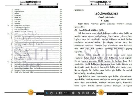 Eşya Hukuku Çift 2. Dönem Part-1 (2022-2023)-İÜHF-Konu Anlatım Kitapçığı