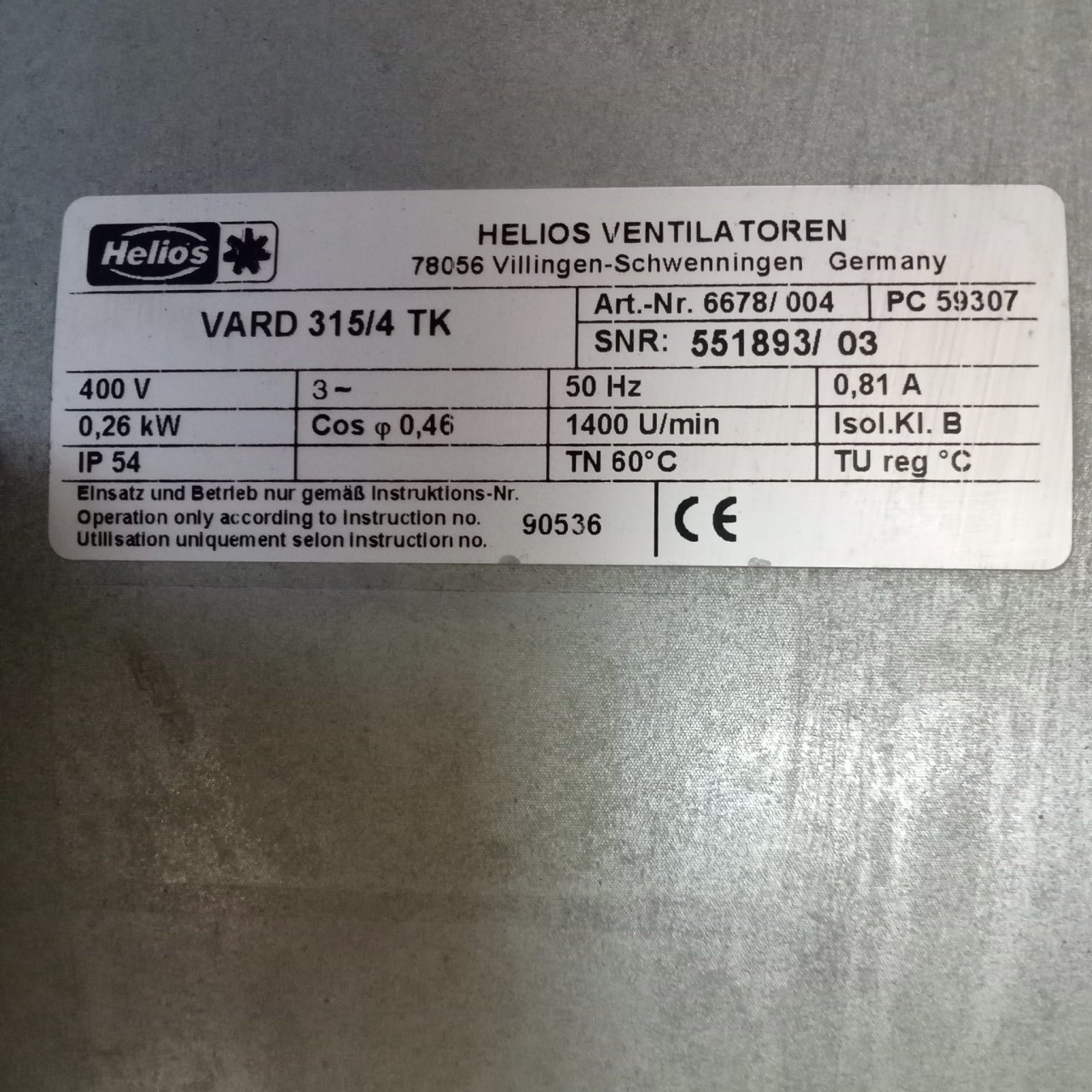 HELIOS VARD 315/4 TK KARMA AKIŞLI FAN