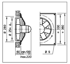 Helios HQD 250/2.Ex Duvar Tipi Aksiyel Fan