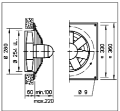 Helios HQD 250/4 Duvar Tipi Aksiyel Fan