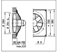 Helios HQD 250/4/2 Duvar Tipi Aksiyel Fan