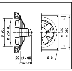 Helios HQD 250/6 Duvar Tipi Aksiyel Fan