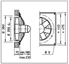 Helios HQD 355/4/4 Duvar Tipi Aksiyel Fan