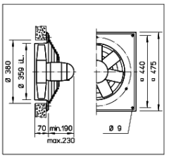 Helios HQD 355/8/4 Duvar Tipi Aksiyel Fan