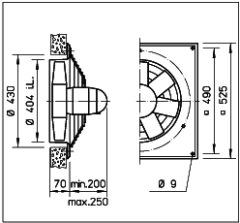 Helios HQD 400/2/2 Duvar Tipi Aksiyel Fan