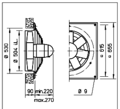 Helios HQD 500/4 Duvar Tipi Aksiyel Fan