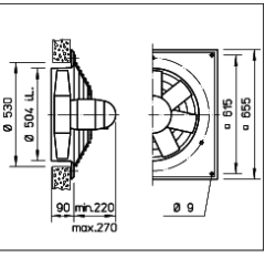 Helios HQD 500/4/4 Duvar Tipi Aksiyel Fan