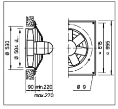Helios HQD 500/6/6 Duvar Tipi Aksiyel Fan