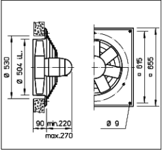 Helios HQD 500/8/4 Duvar Tipi Aksiyel Fan