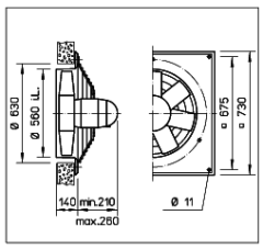 Helios HQD 560/4 Duvar Tipi Aksiyel Fan