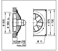 Helios HQD 560/8/4 Duvar Tipi Aksiyel Fan