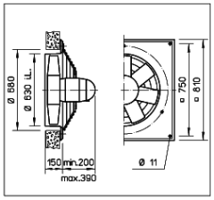 Helios HQD 630/6 Duvar Tipi Aksiyel Fan
