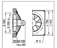 Helios HQD 630/8 Duvar Tipi Aksiyel Fan