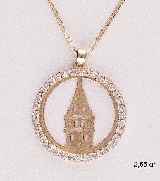 Galata Kulesi 14 Ayar Altın Kolye
