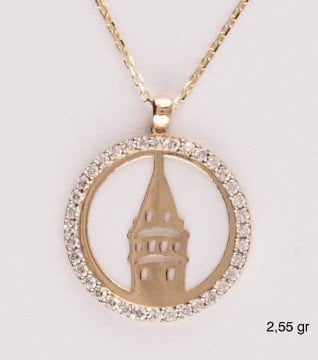 Galata Kulesi 14 Ayar Altın Kolye