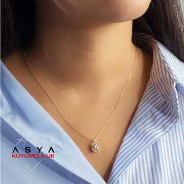 ASYA KUYUMCULUK Baget Taşlı 14 Ayar Altın Kolye 2.00 Gram