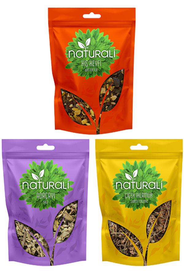 Naturali Kış Çay Paketi - Çiçek Ihlamur 50 Gr - Kış Keyfi 100 Gr - Adaçayı 50 Gr